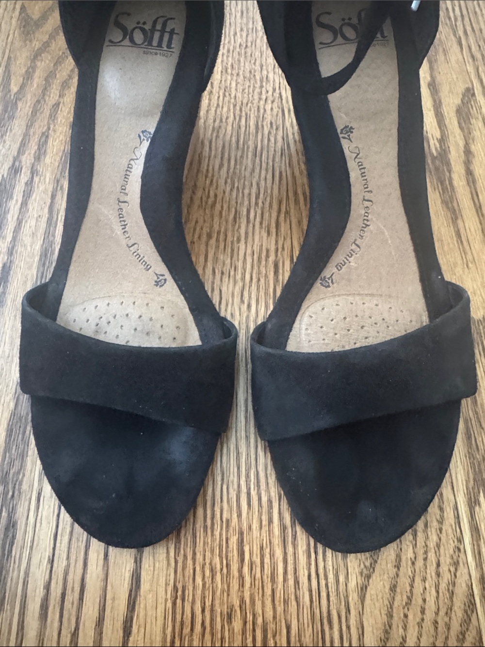 Söfft Black Suede Ankle-Strap Wedges - Picture 11 of 15